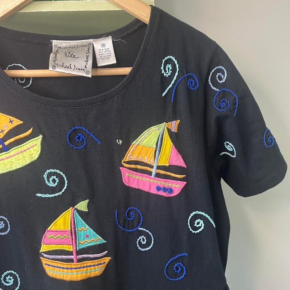 Rare Vintage Michael Simon Lite Sailboat Maxi Dress Size M